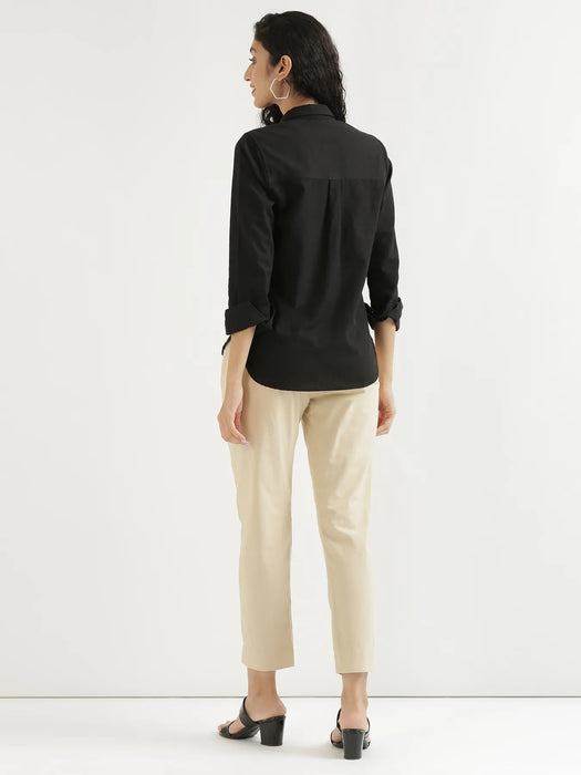 Women Beige Cotton Pant