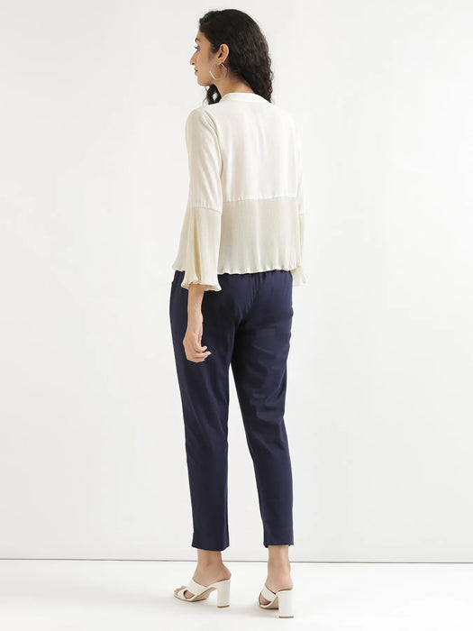 Women Navy Blue Cotton Pant