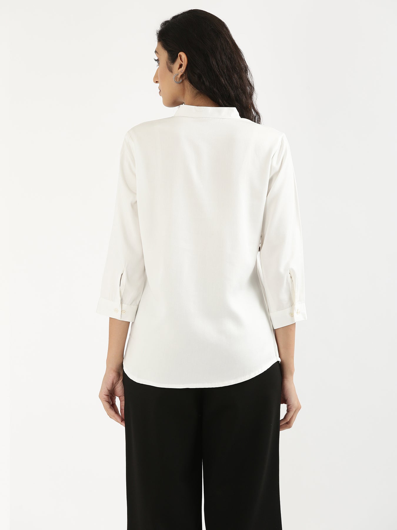 White Viscose Pleated Top