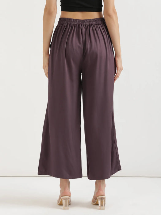 Women Brinjal Viscose Palazzo Pant