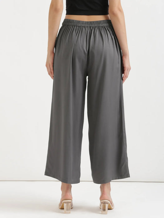 Women Grey Viscose Palazzo Pant