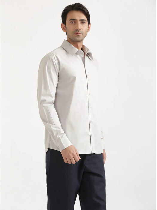 Men Light Grey Better Cotton Full Sleeve Shirt