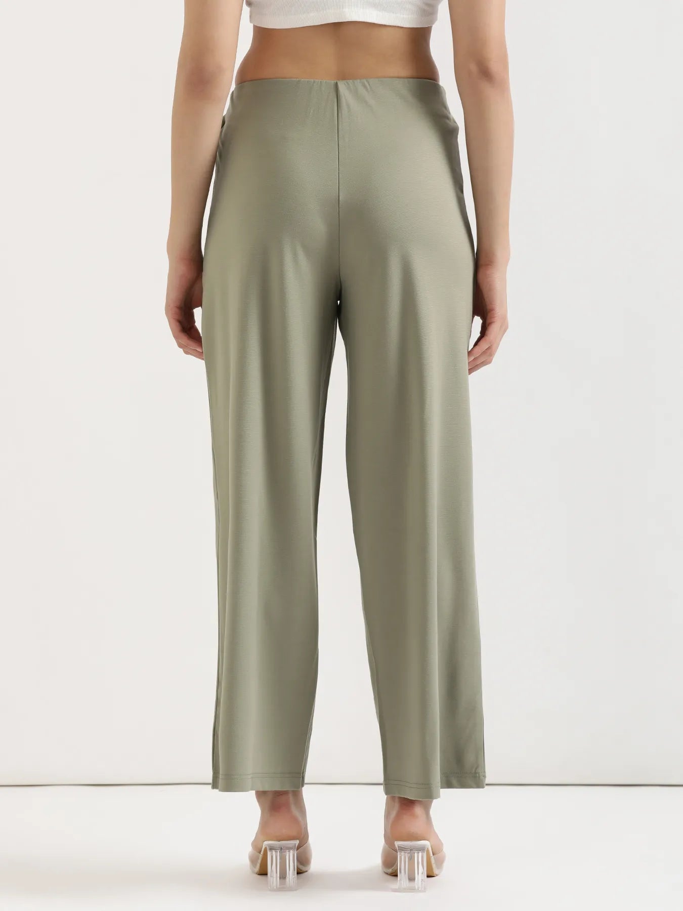 Women Mint Green Wide Leg Pants