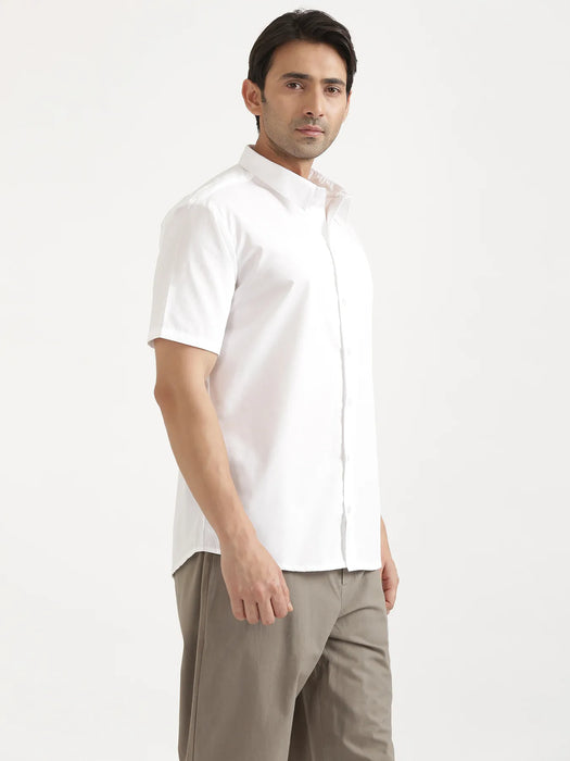Men White Better Cotton Short Sleeve Shirt