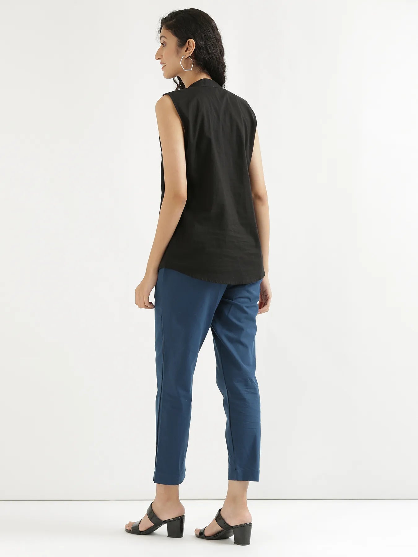 Women Peacock Blue Cotton Pant