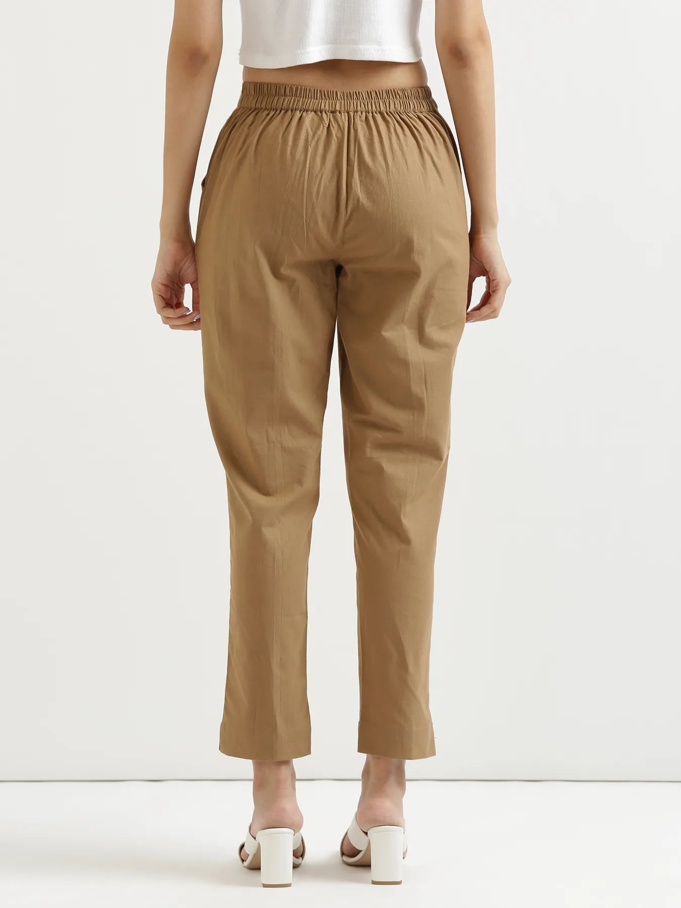 Women Coffee Brown Cotton Pant