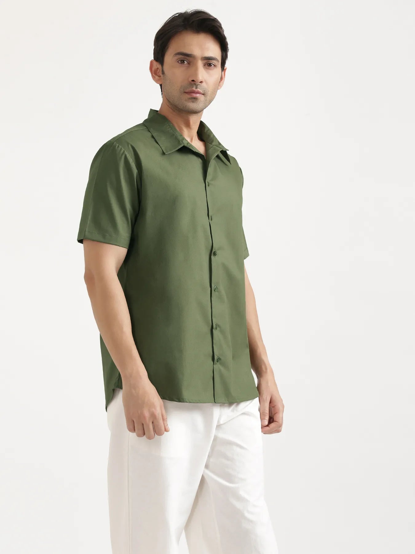 Men Forest Green Better Cotton Short Sleeve Shirt