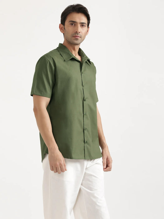 Men Forest Green Better Cotton Short Sleeve Shirt