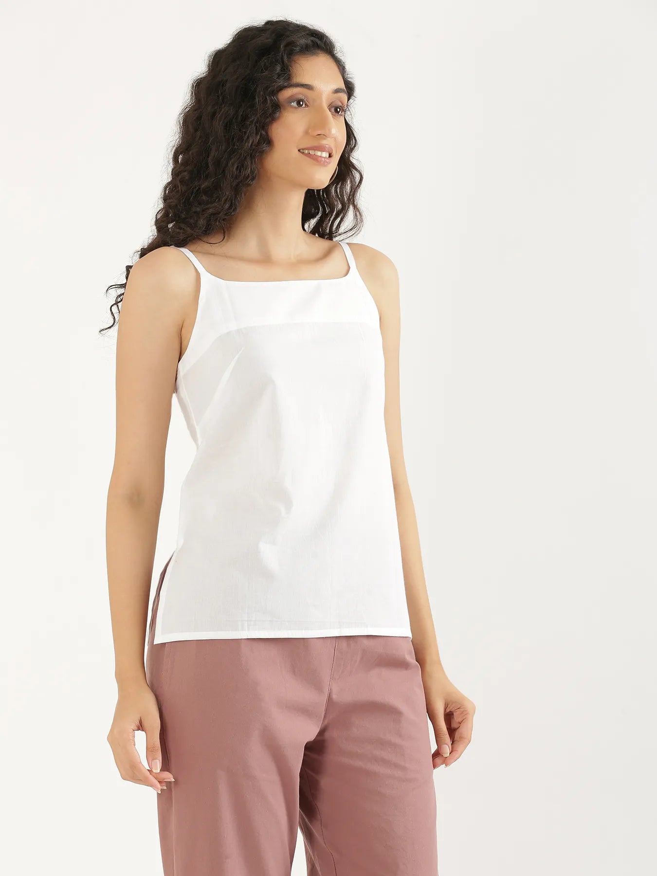 Women White Cotton Camisole Top