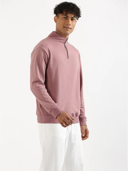 Unisex Rose Taupe Zip Neck Sweatshirt