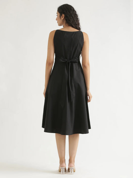 Women Black Better Cotton Flared Dress