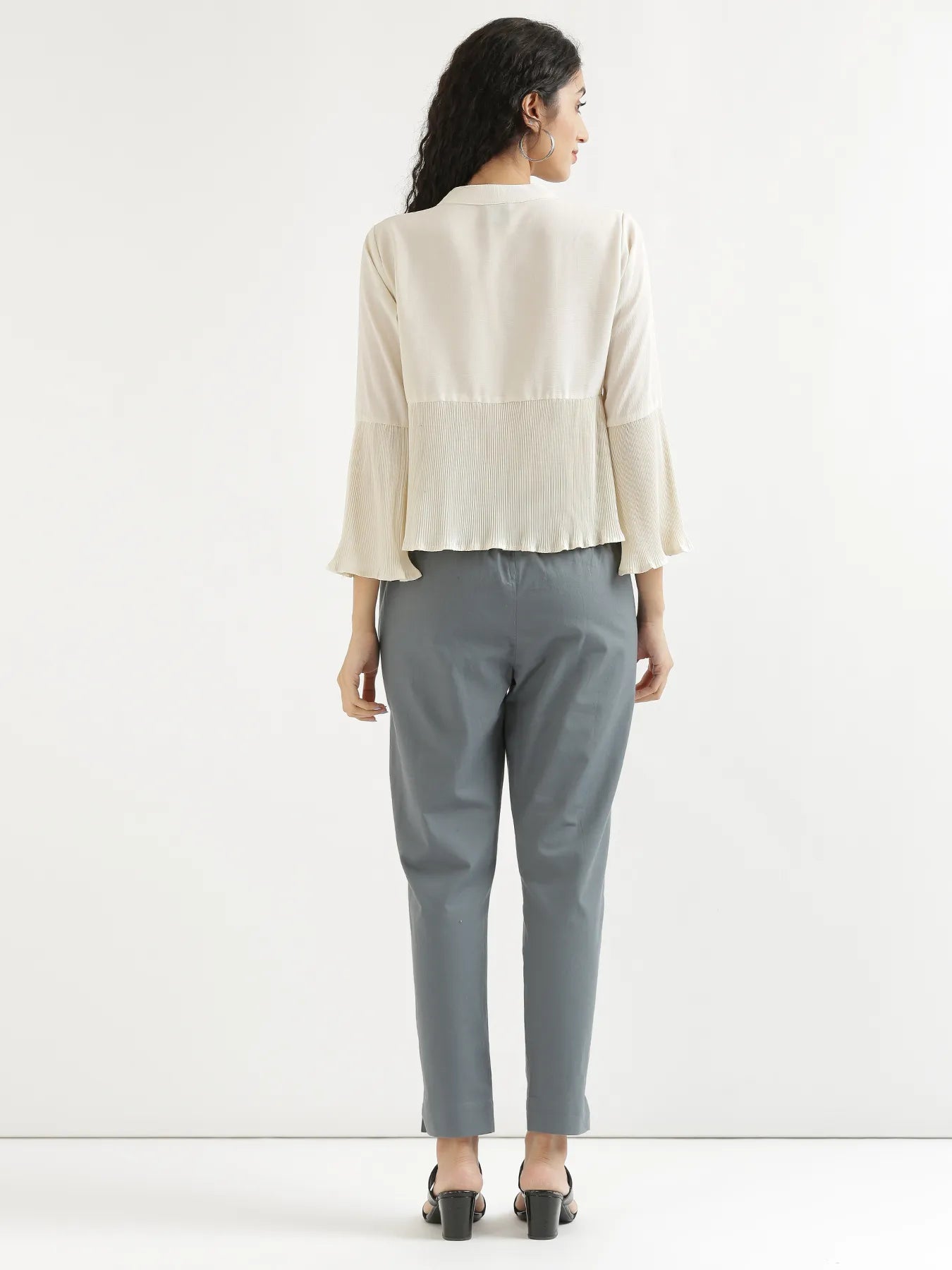 Women Cement Grey Cotton Pant