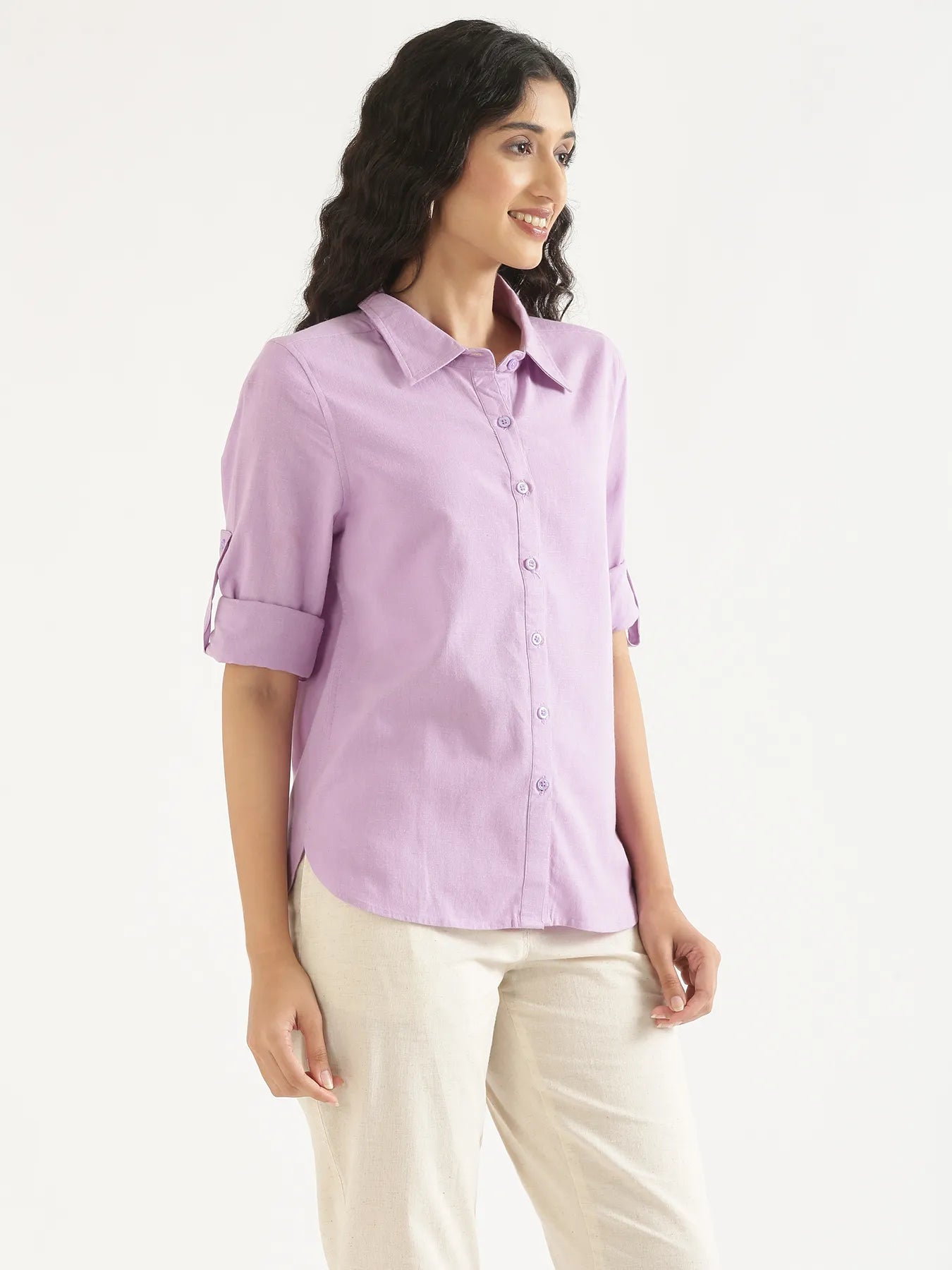 Women Lilac Airy-Linen Shirt