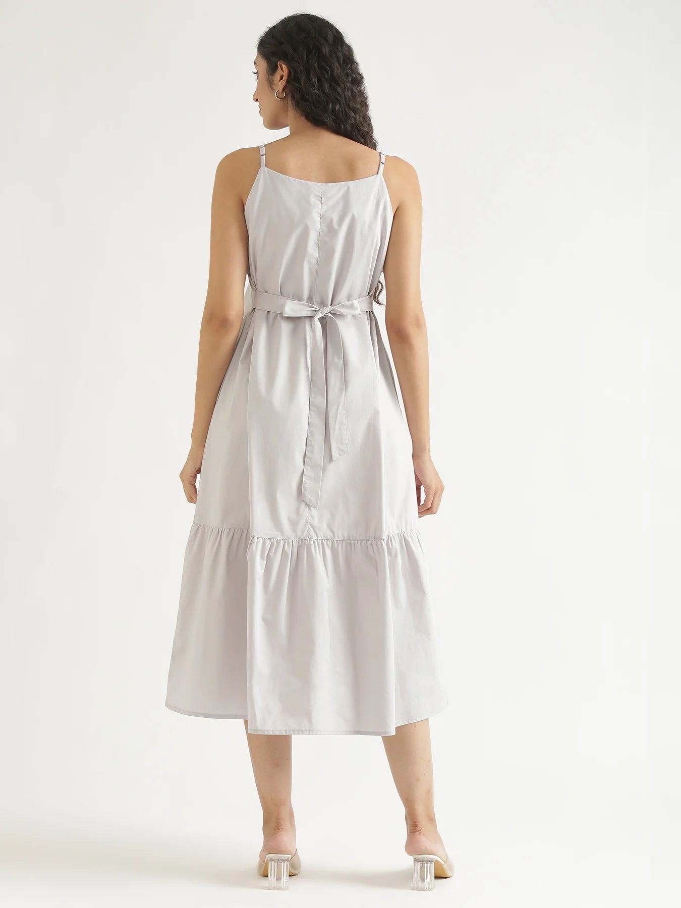 Women Grey Better Cotton Tier Dress