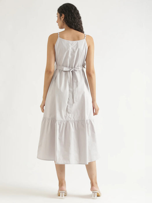 Women Grey Better Cotton Tier Dress