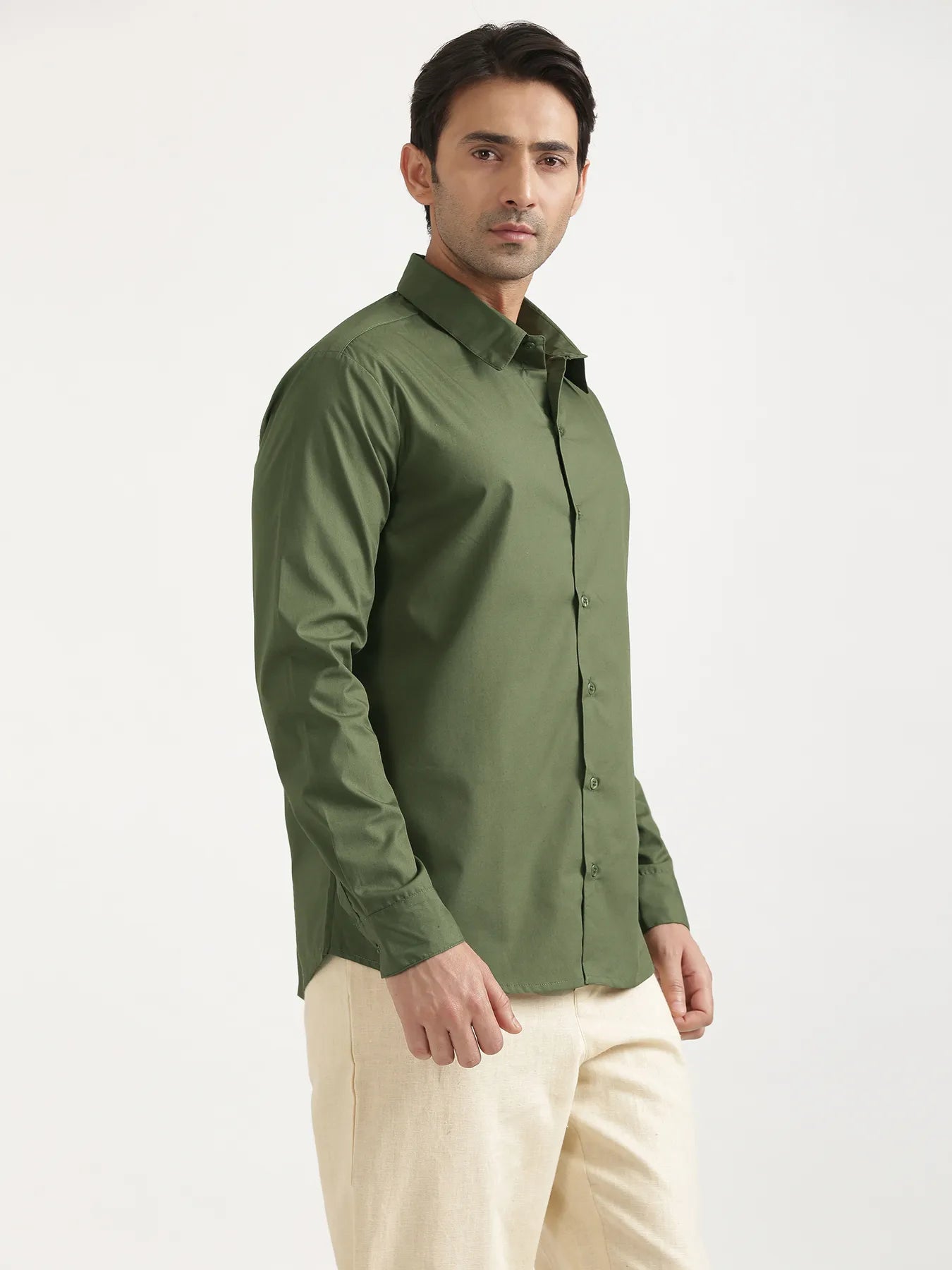 Men Forest Green Better Cotton Full Sleeve Shirt