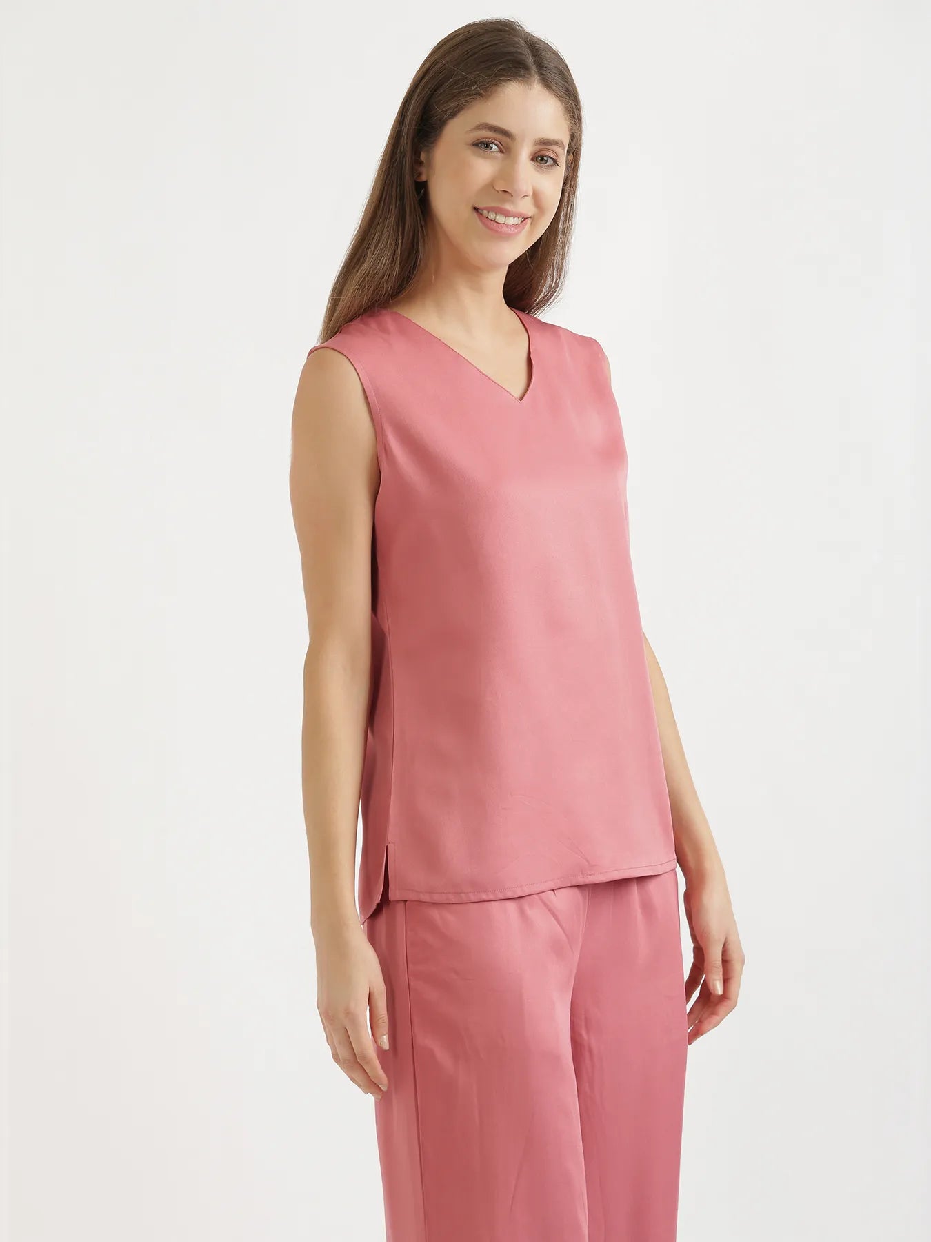 Women Rose V-Neck Sleeveless Top