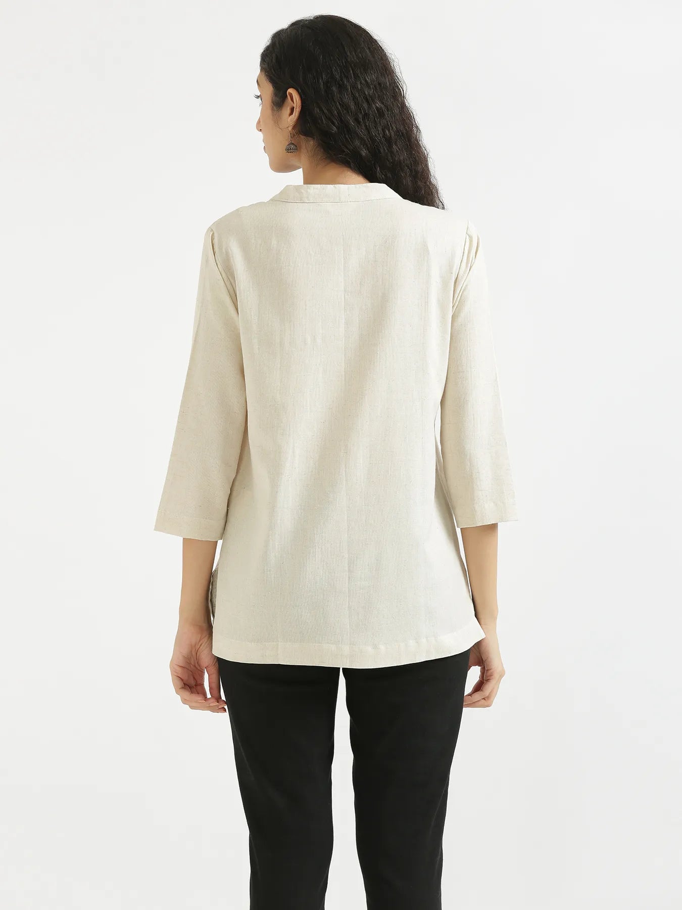 Women Ecru Airy Linen Short Kurta