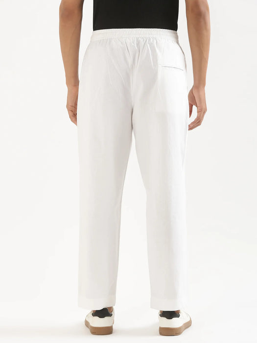 Men Mauve Pink Better Cotton Short Sleeve Shirt & White Cotton Pant