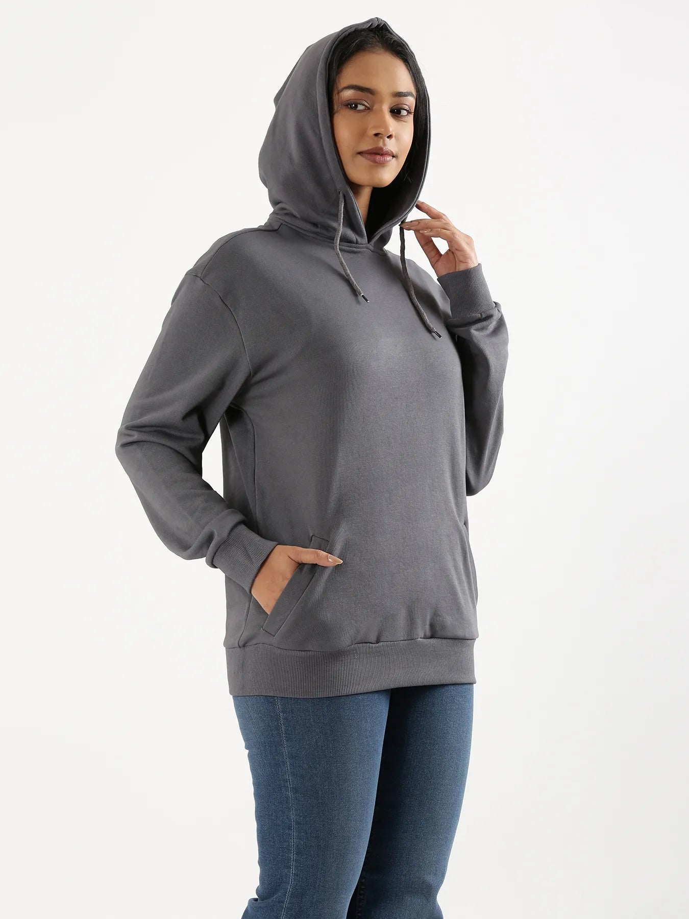 Unisex Grey Pullover Fleece Hoodie