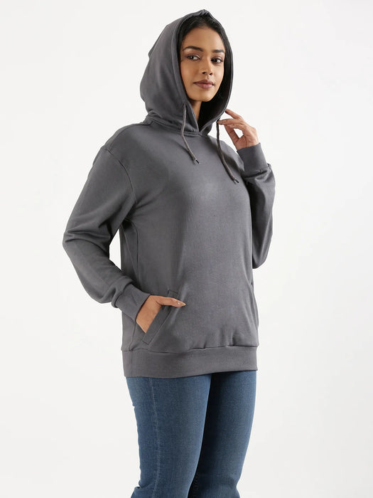 Unisex Grey Pullover Fleece Hoodie
