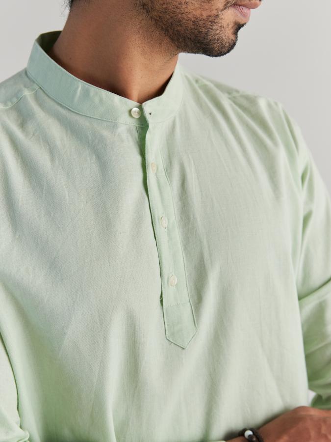 Mint Green Airy Linen Short Kurta