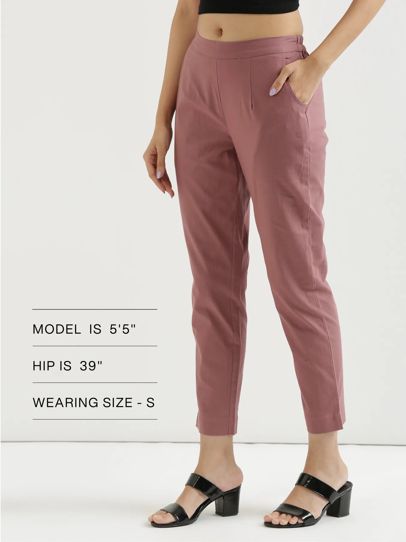 Women Rose Taupe Cotton Pant
