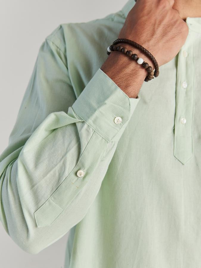 Mint Green Airy Linen Short Kurta