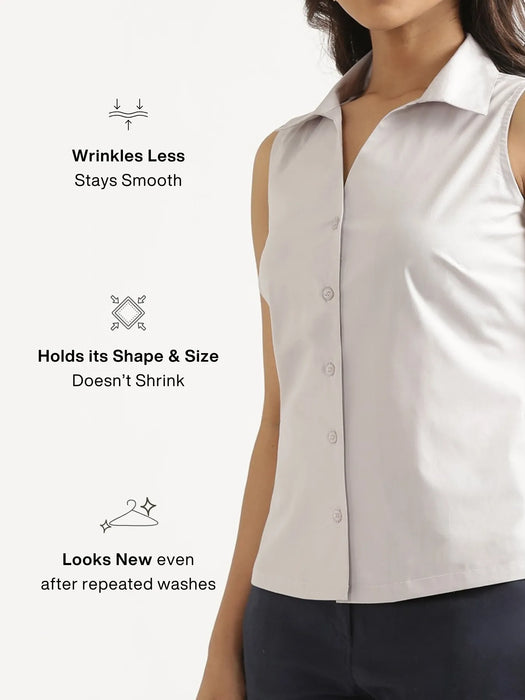 Women Light Grey Better Cotton Sleeveless Shirt