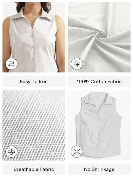 Women Light Grey Better Cotton Sleeveless Shirt