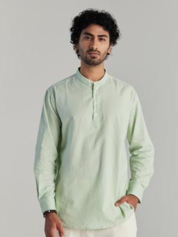 Mint Green Airy Linen Short Kurta