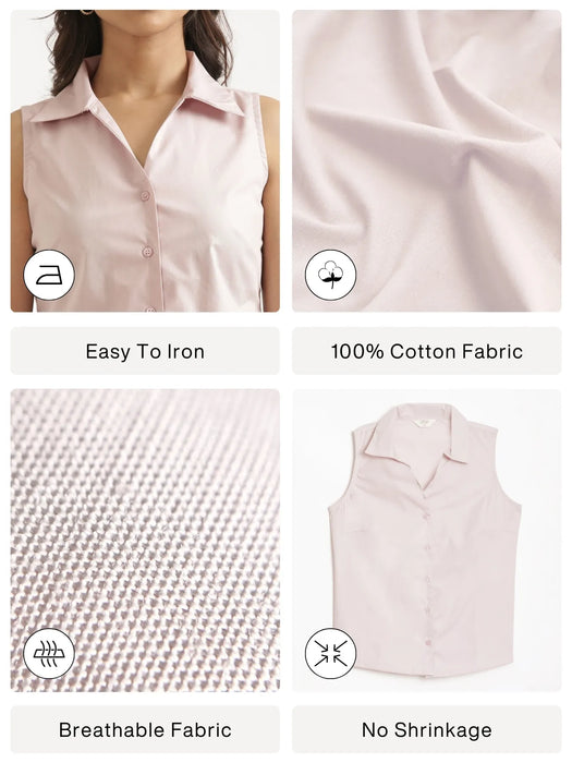 Women Mauve Pink Better Cotton Sleeveless Shirt
