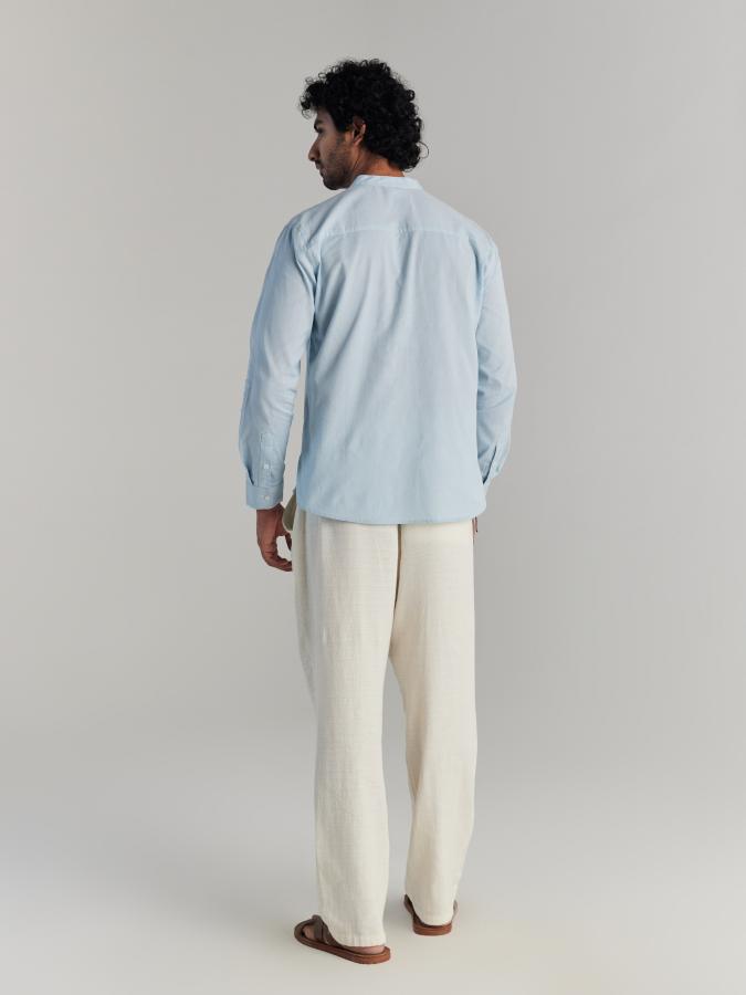 Sky Blue Airy Linen Short Kurta