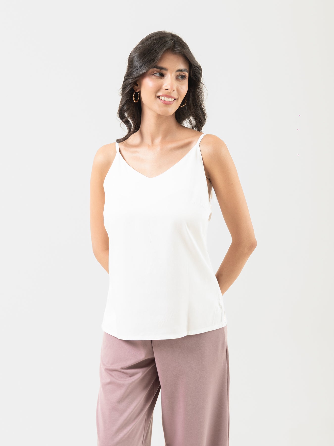 Women White Flowy Camisole Top