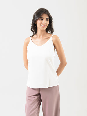 Women White Flowy Camisole Top