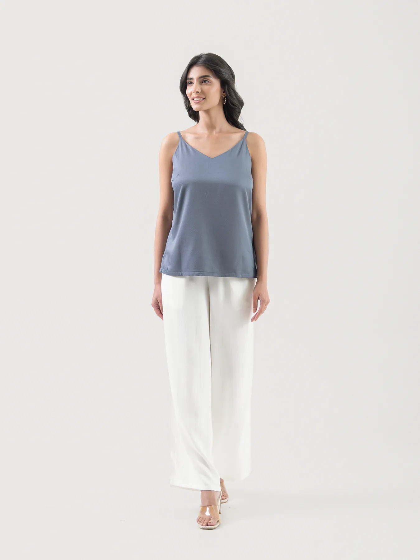 Women Grey Flowy Camisole Top