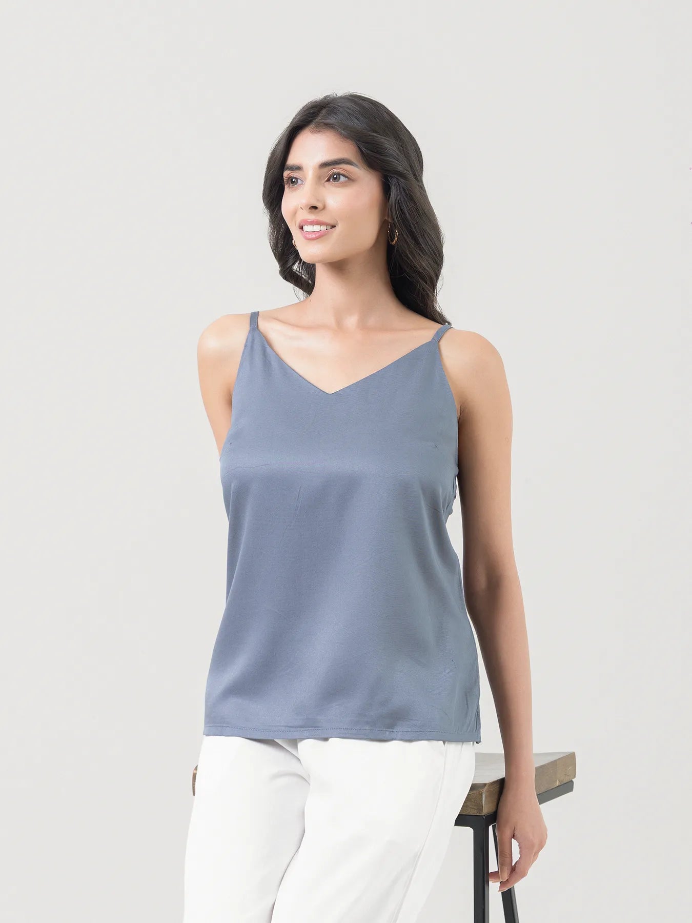 Women Grey Flowy Camisole Top