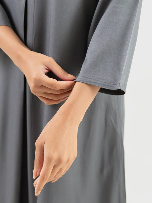 Women Grey Flowy Pleated Kurta