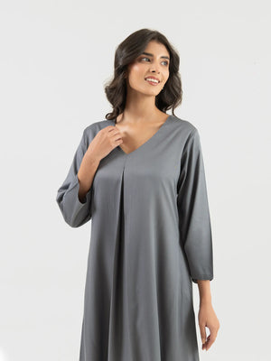Women Grey Flowy Pleated Kurta