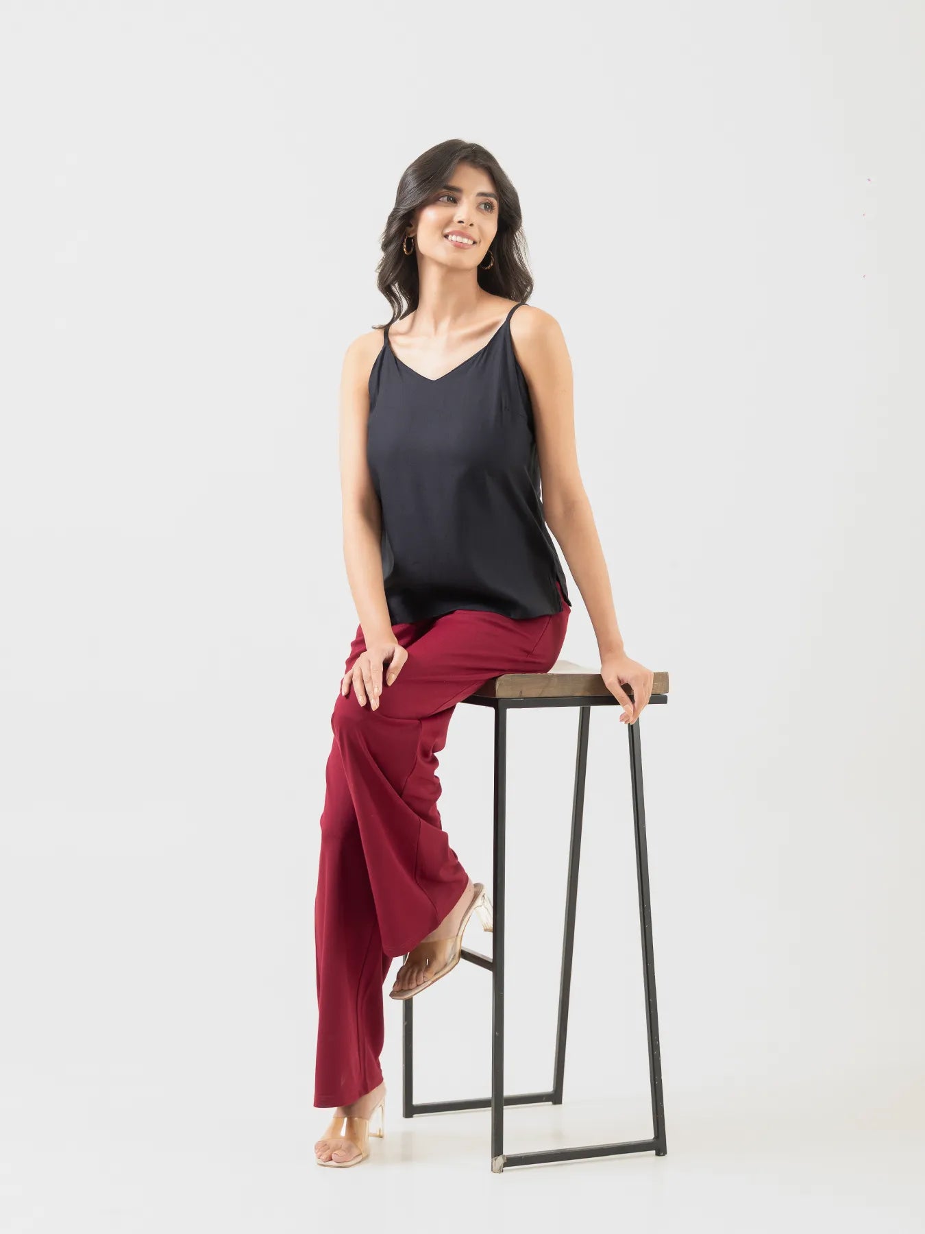 Women Black Flowy Camisole Top