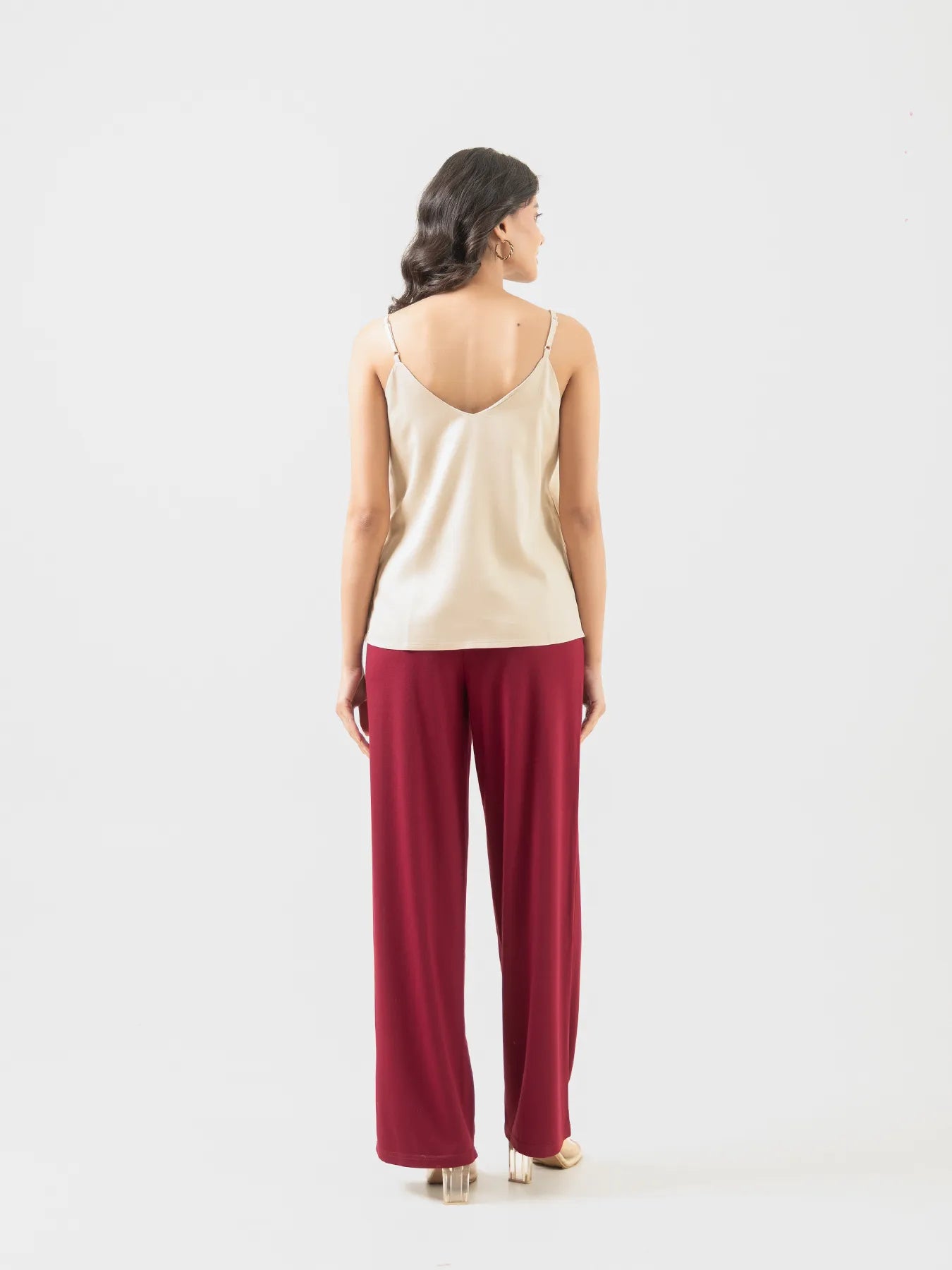 Women Beige Flowy Camisole Top