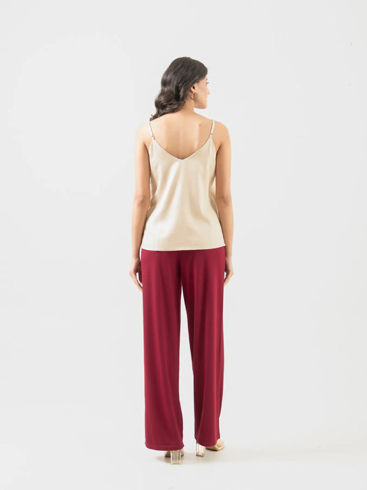 Women Beige Flowy Camisole Top