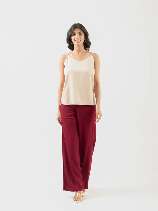 Women Beige Flowy Camisole Top