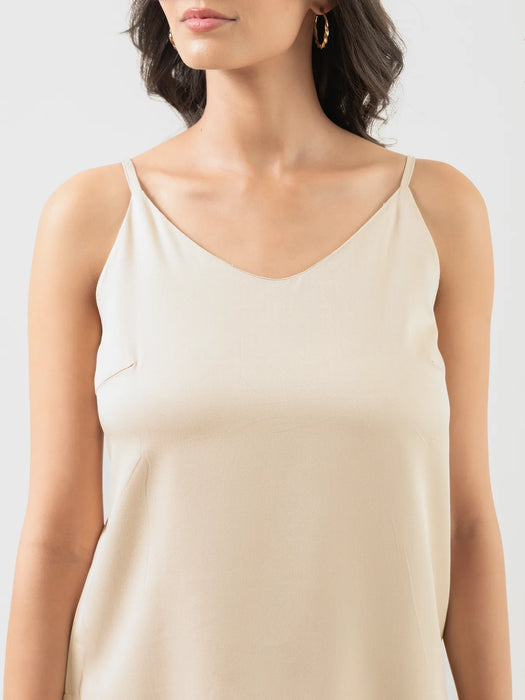 Women Beige Flowy Camisole Top