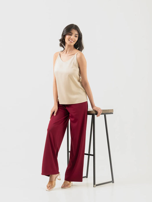 Women Beige Flowy Camisole Top