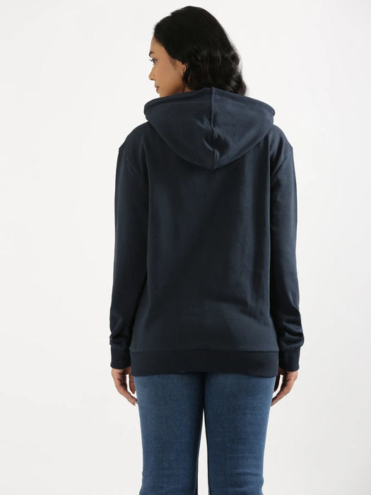 Unisex Navy Blue Pullover Fleece Hoodie