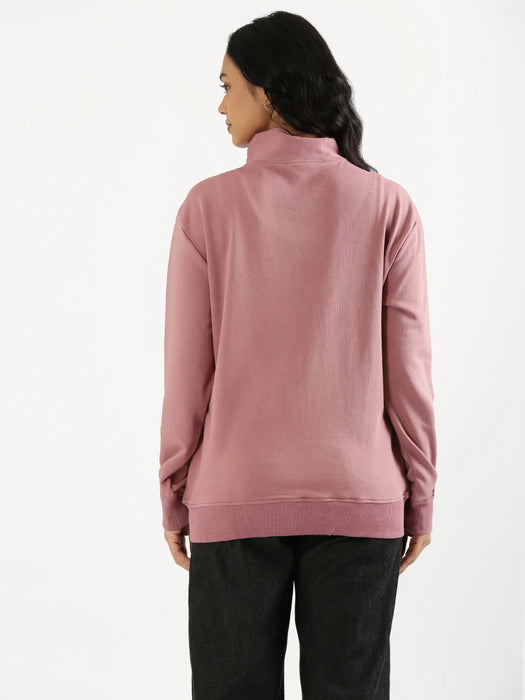 Unisex Rose Taupe Zip Neck Sweatshirt