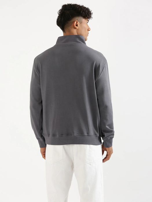 Unisex Grey Zip Neck Sweatshirt