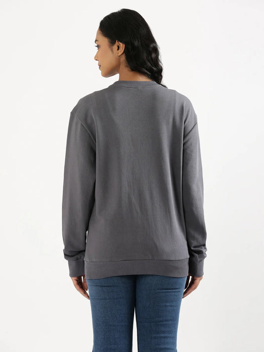 Unisex Grey Round Neck Sweatshirt