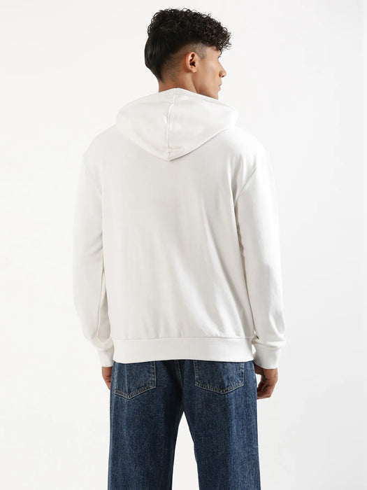 Unisex White Pullover Fleece Hoodie